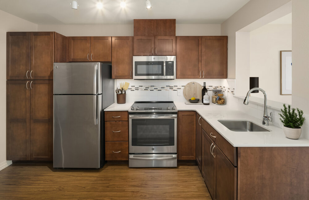 The Gardens at Town Square retirement community apartment kitchen