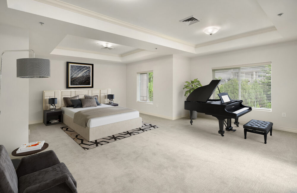 University House Issaquah retirement community apartment master bedroom