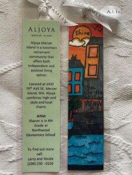 Aljoya Mercer Island bookmark from 4th grade class competition.