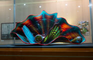 Dale Chihuly glass-blown art in lobby at University House Issaquah premier retirement community