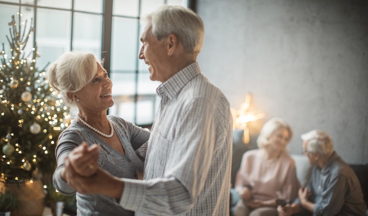 Older Couple dancing at winter celebration