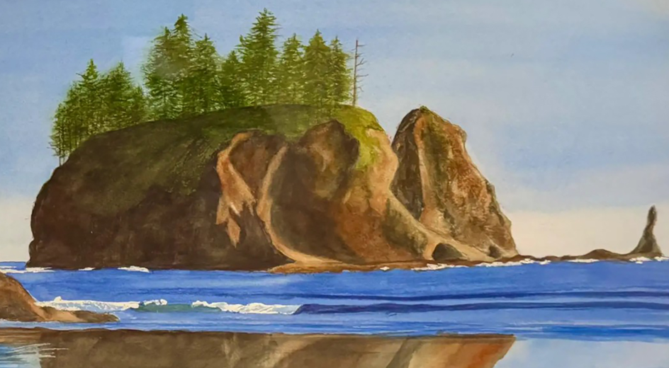 Watercolor of Second Beach by Seattle Co-Arts Member Sherry Willis