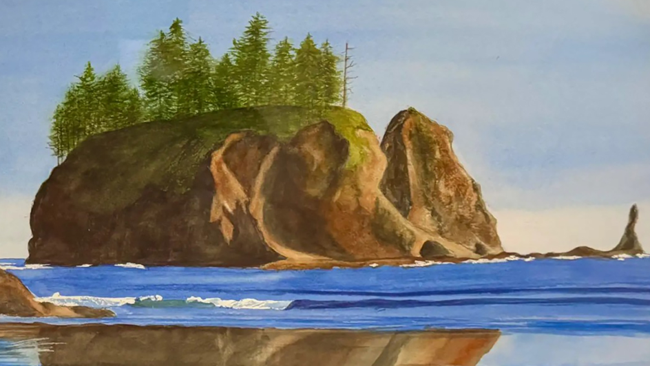 Watercolor of Second Beach by Seattle Co-Arts Member Sherry Willis
