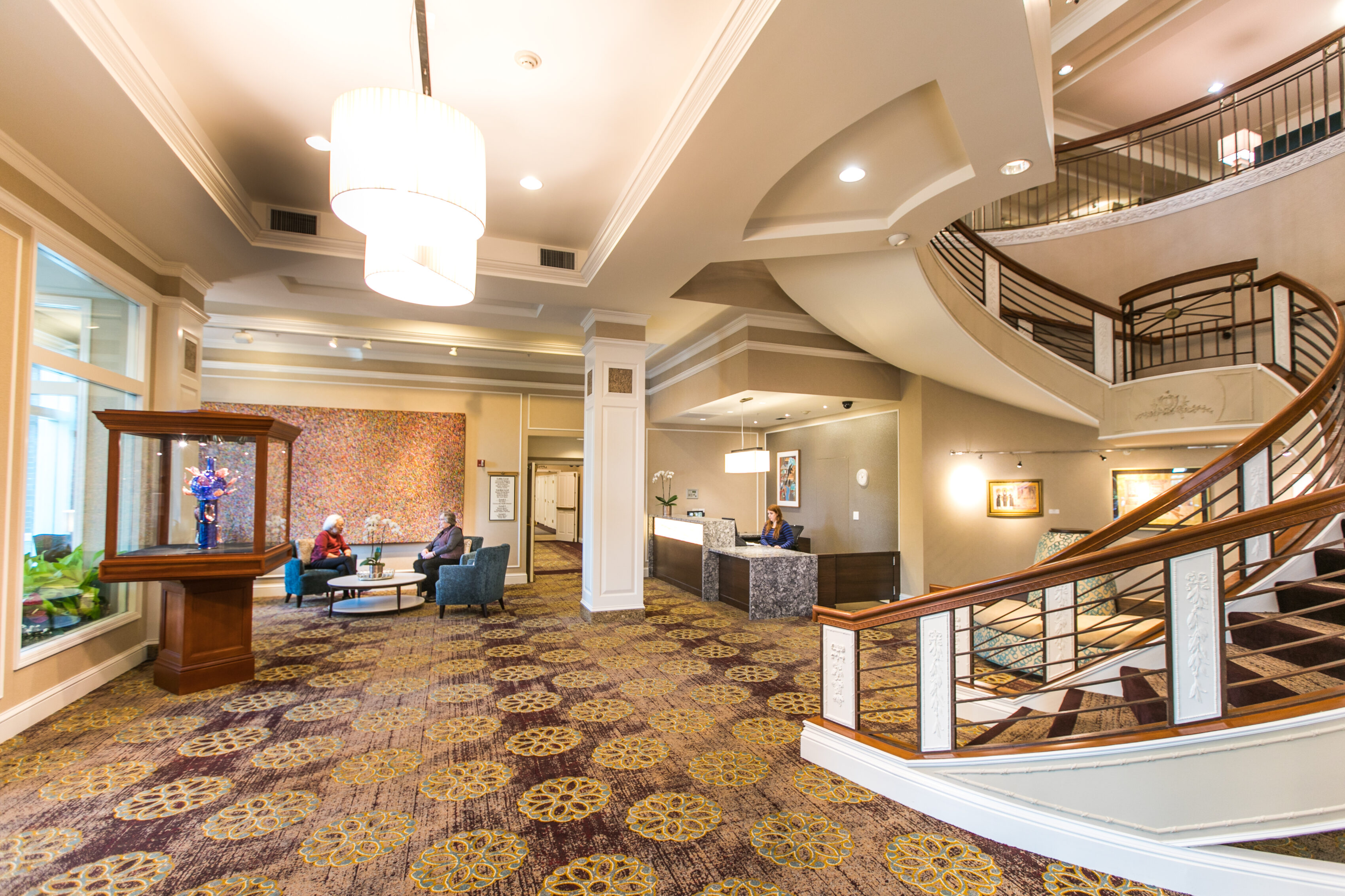Interior lobby shot of University House Walingford, a premium retirement living community